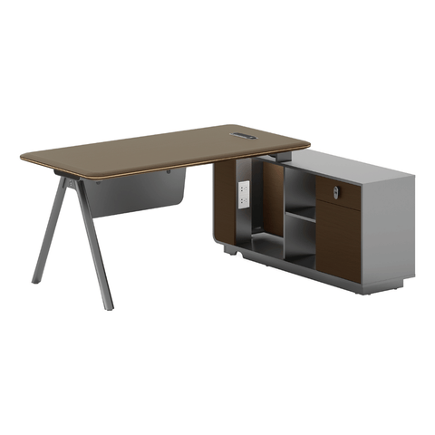 Fantasy-D Modern Office Executive Desk with Side Return Cabinet