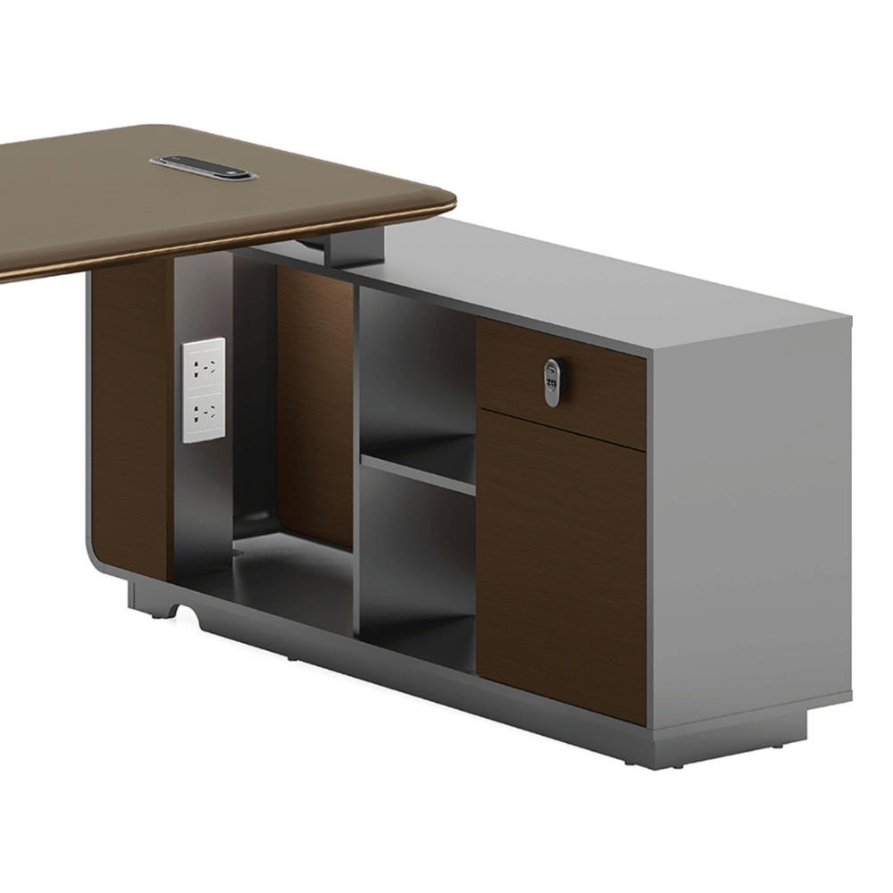 Fantasy-D Modern Office Executive Desk with Side Return Cabinet