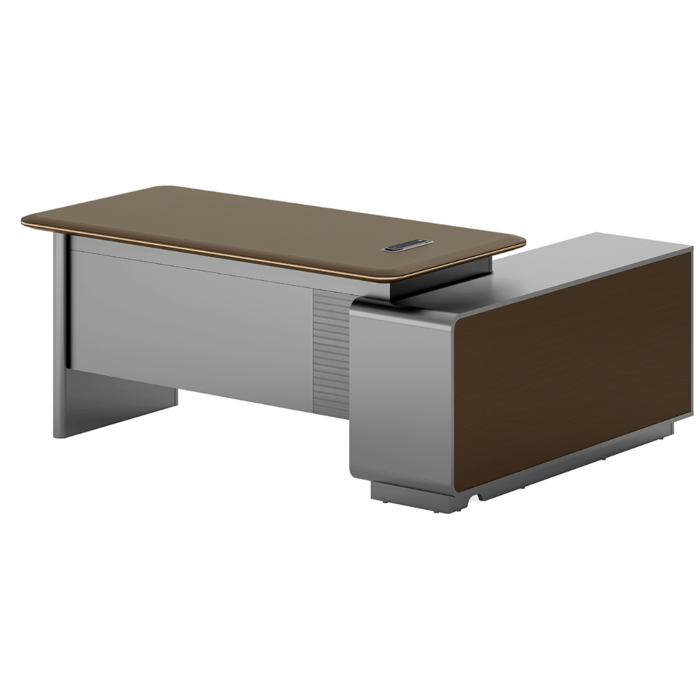 Fantasy-E Modern Office Executive Desk with Side Return Cabinet