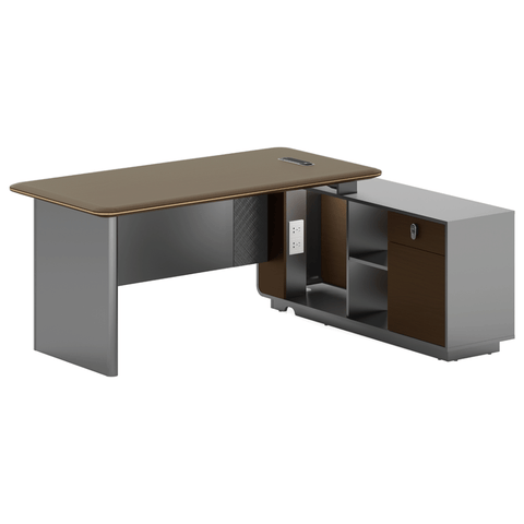 Fantasy-E Modern Office Executive Desk with Side Return Cabinet