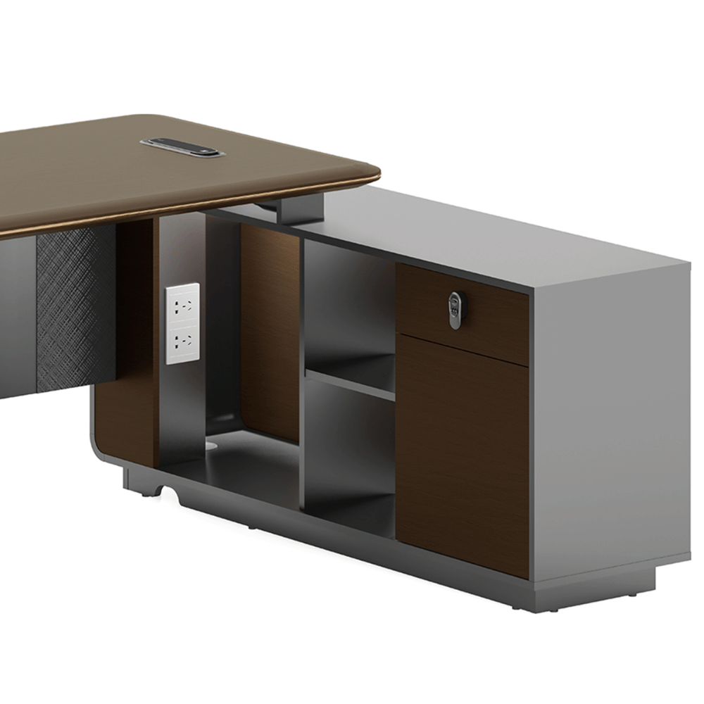 Fantasy-E Modern Office Executive Desk with Side Return Cabinet