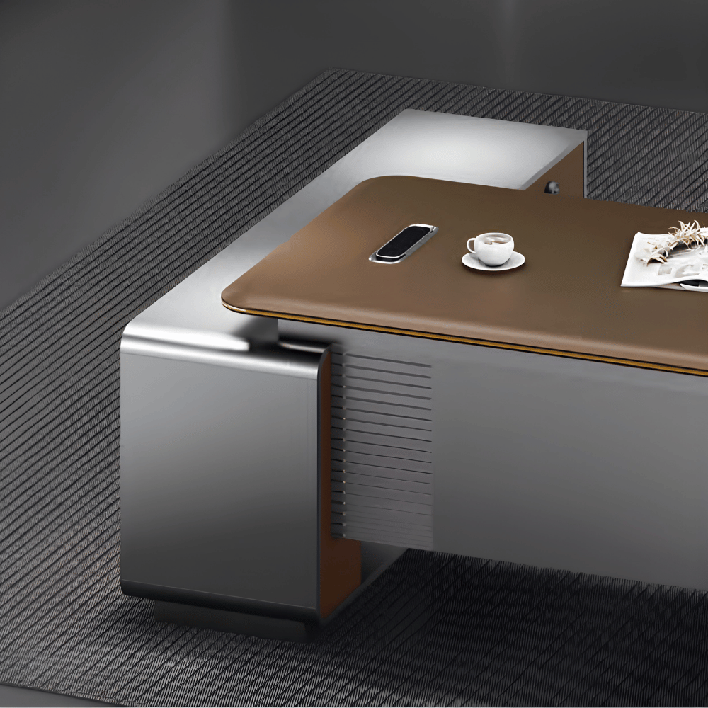 Fantasy-E Modern Office Executive Desk with Side Return Cabinet