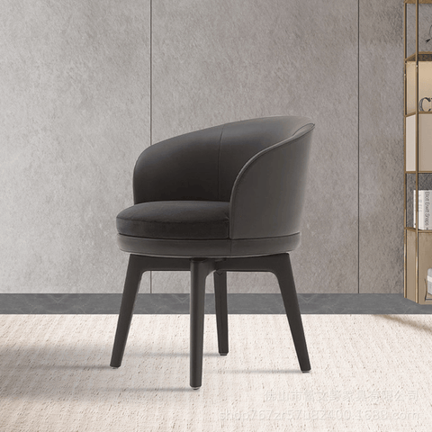 Fendi Leather Upholstered Barrel Swivel Dining Chair