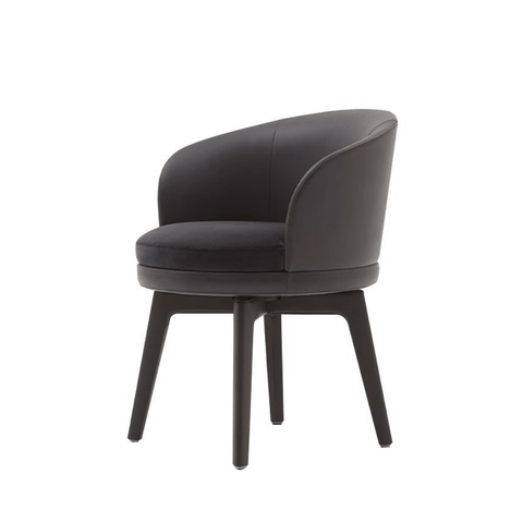Fendi Leather Upholstered Barrel Swivel Dining Chair