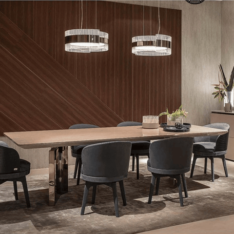 Fendi Leather Upholstered Barrel Swivel Dining Chair