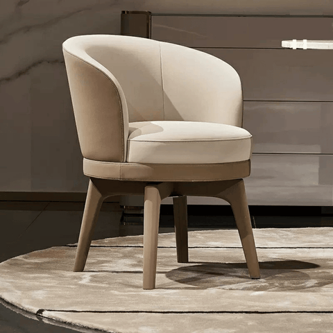 Fendi Leather Upholstered Barrel Swivel Dining Chair