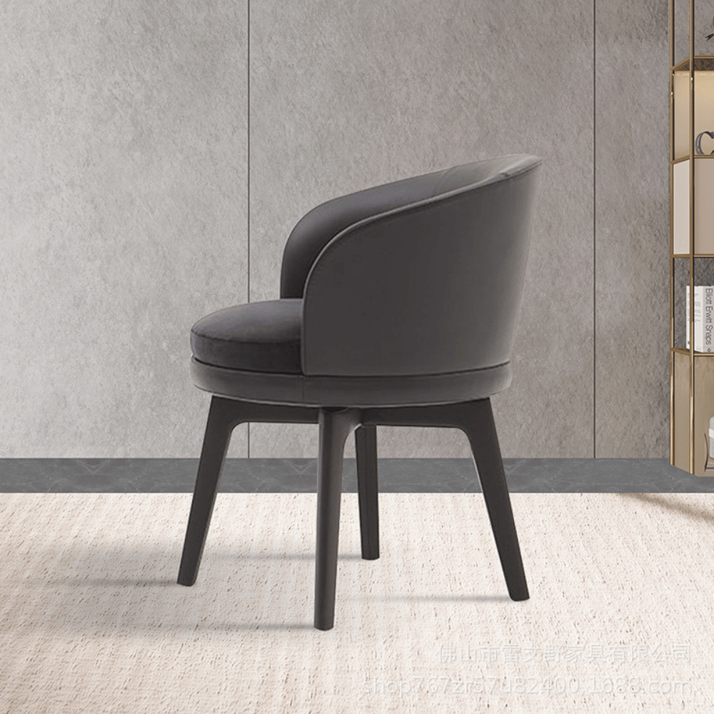 Fendi Leather Upholstered Barrel Swivel Dining Chair