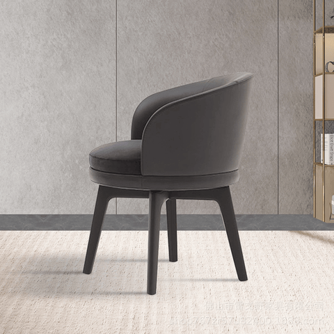 Fendi Leather Upholstered Barrel Swivel Dining Chair