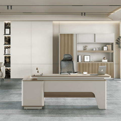 Flora-A Office Executive Desk with Return Cabinet