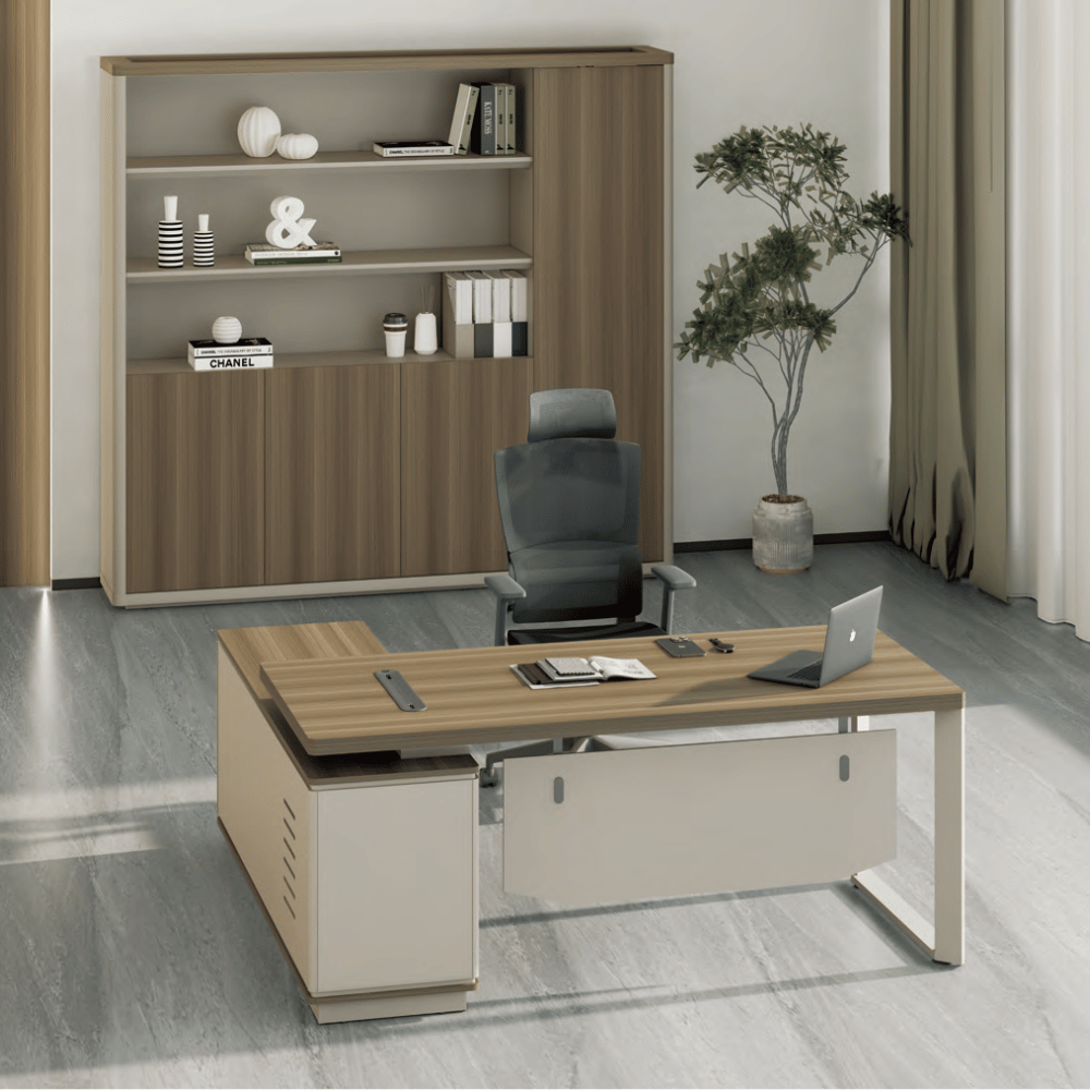 Flora-C Compact Executive Desk with Return Cabinet