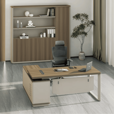 Flora-C Compact Executive Desk with Return Cabinet