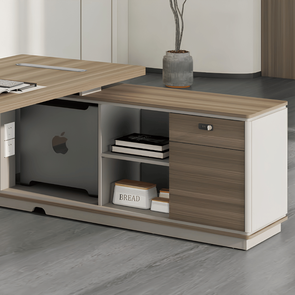 Flora-C Compact Executive Desk with Return Cabinet