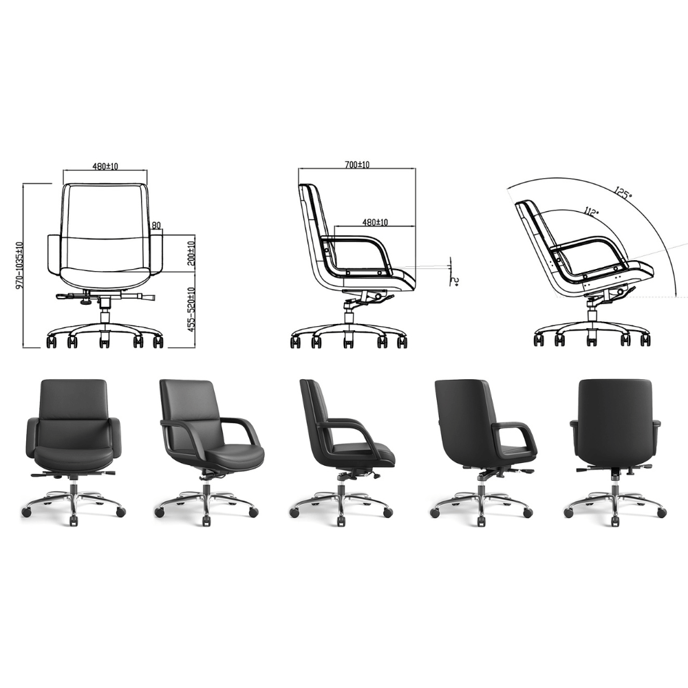 Florea-M Mid Back Office Leather Conference Chair