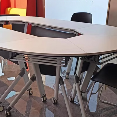 Focus-A Modular Circular Sector Training Desk with Storage and Wheels - Gavisco Premium Office Furniture