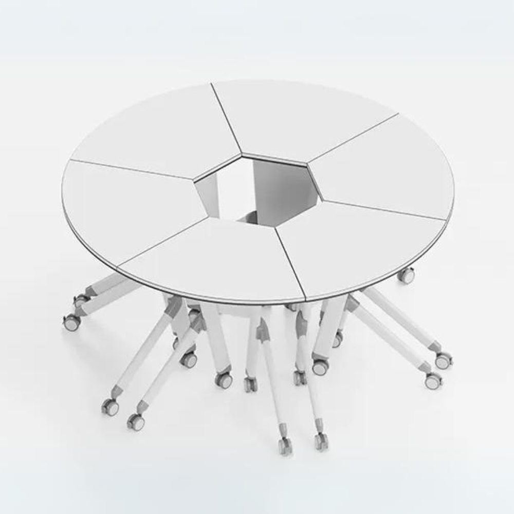 Focus-Round Modular Circular Sector Training Desk with Wheels - Gavisco Premium Office Furniture