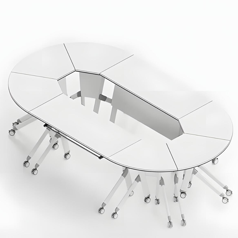 Focus-Round Modular Circular Sector Training Desk with Wheels - Gavisco Premium Office Furniture
