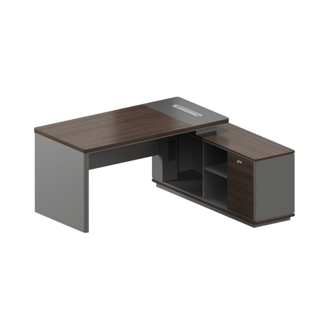 Forge-C Small Wooden Office Executive Desk with Side Cabinet - Gavisco Office Furniture