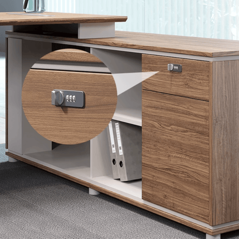 Forge-C Small Wooden Office Executive Desk with Side Cabinet - Gavisco Office Furniture