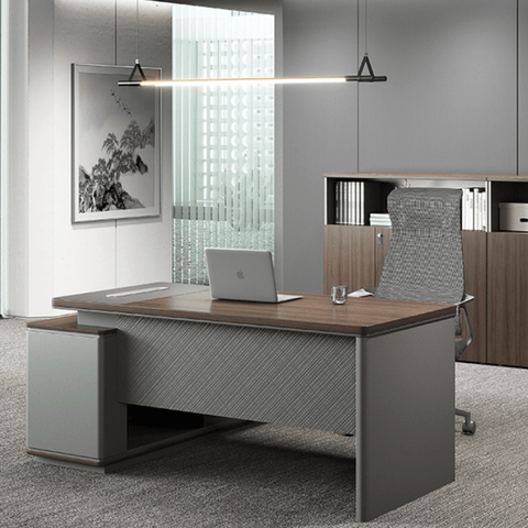 Forge-C Small Wooden Office Executive Desk with Side Cabinet - Gavisco Office Furniture