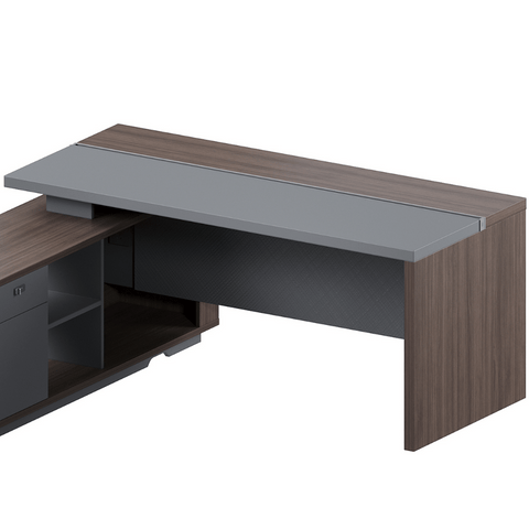 Forge-A Small Walnut Executive Desk with Side Return Cabinet