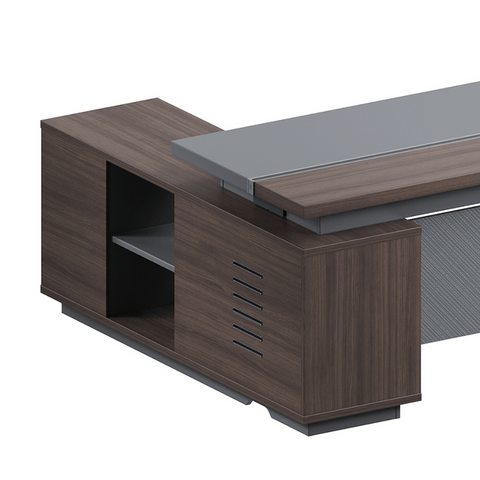 Forge-A Small Walnut Executive Desk with Side Return Cabinet