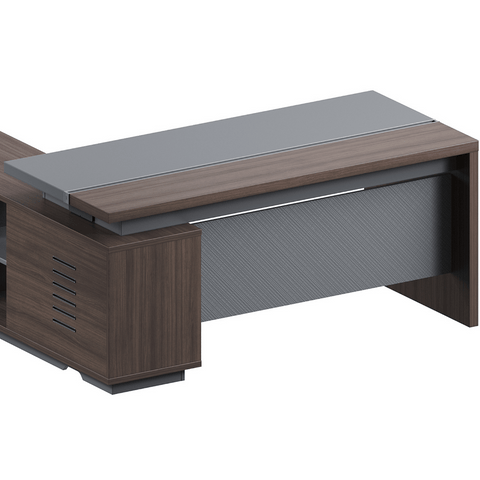Forge-A Small Walnut Executive Desk with Side Return Cabinet