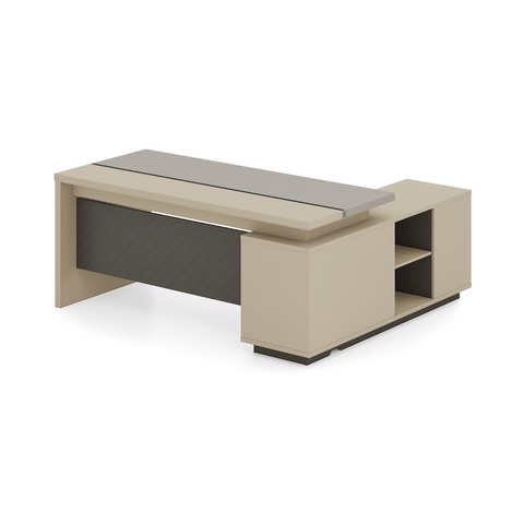 Forge-A Small Walnut Executive Desk with Side Return Cabinet