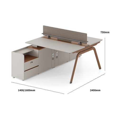 Galaxy-B Modern Metal Frame Office Desk Workstation with Side Return Cabinet
