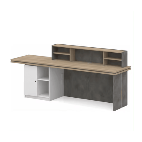 Garnet Wooden Office Reception Counter Desk with Storage Cabinet - Gavisco Office Furniture