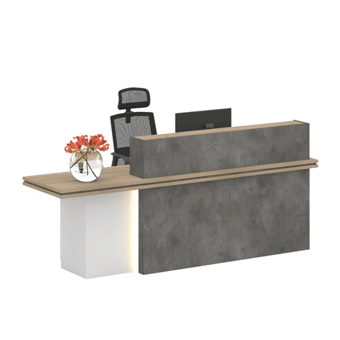 Garnet Wooden Office Reception Counter Desk with Storage Cabinet - Gavisco Office Furniture