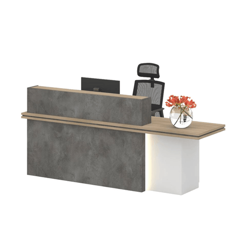 Garnet Wooden Office Reception Counter Desk with Storage Cabinet - Gavisco Office Furniture