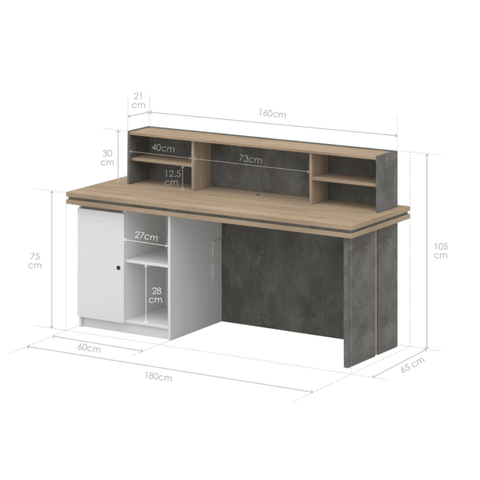 Garnet Wooden Office Reception Counter Desk with Storage Cabinet - Gavisco Office Furniture