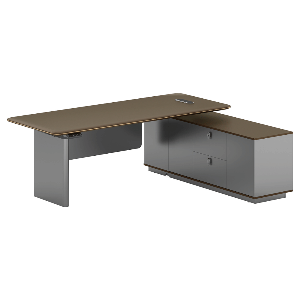 Garrison-A Modern Electric Standing Executive Desk with Side Return Cabinet