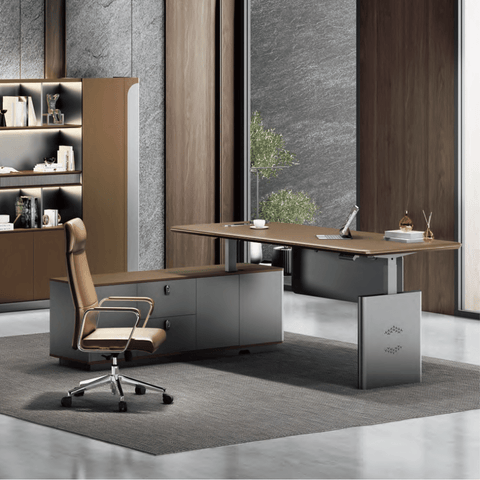 Garrison-A Modern Electric Standing Executive Desk with Side Return Cabinet