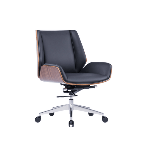 Grain-M Mid Back Bentwood Office Leather Meeting Conference Chair