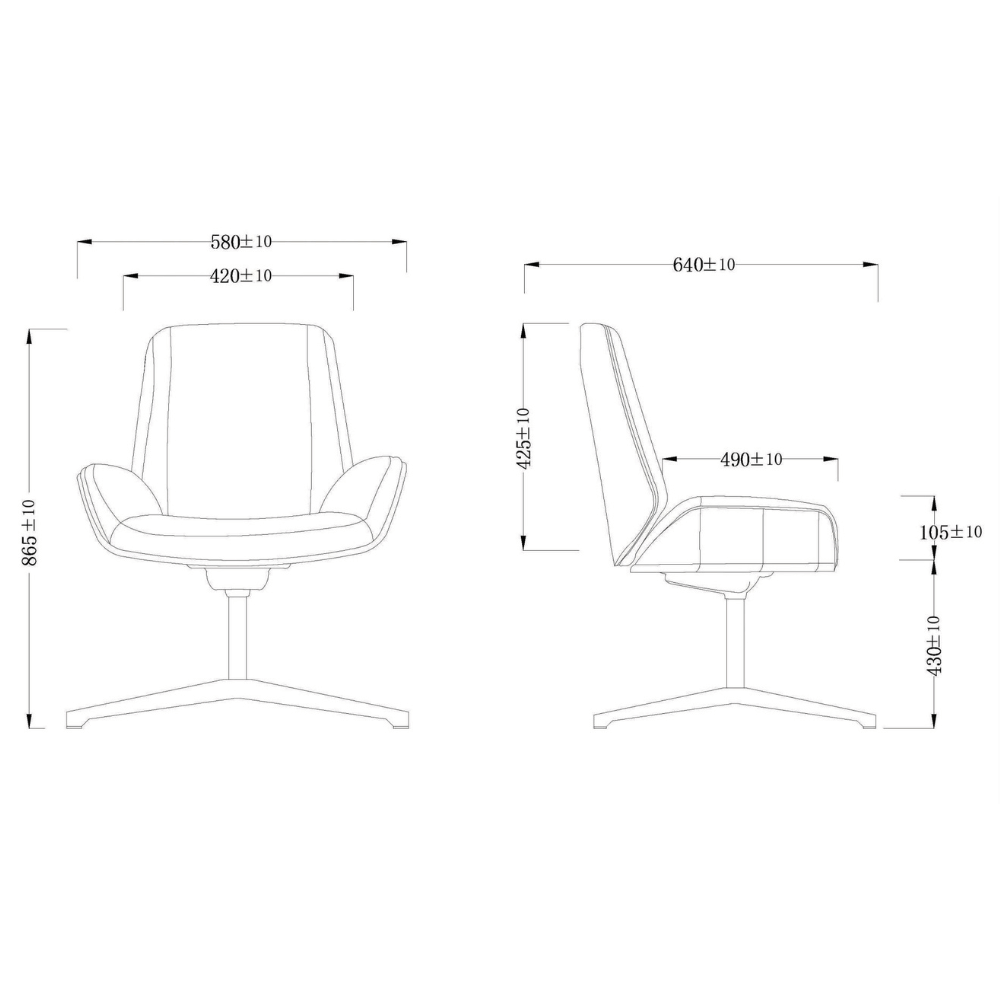 Grain-V Modern Leather Meeting Visitor Chair
