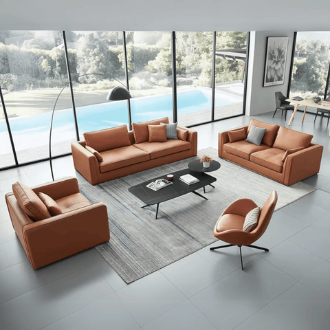 Hamilton Three Seater Modern Leather Office Lounge Sofa