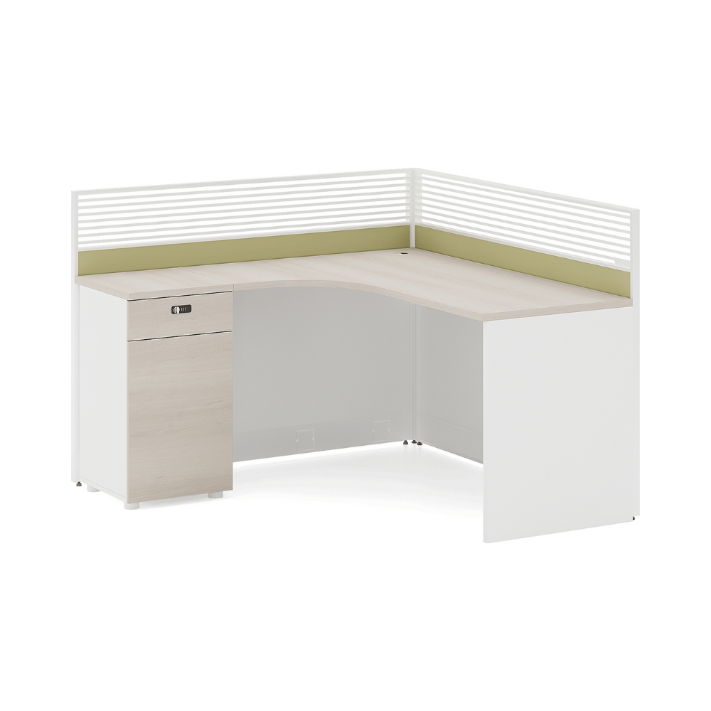 Harbour-D Modern Office Partition Workstation L-Shaped Desk with Side Cabinet