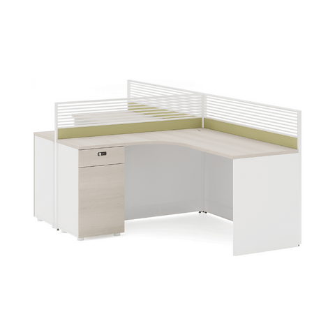 Harbour-D Modern Office Partition Workstation L-Shaped Desk with Side Cabinet