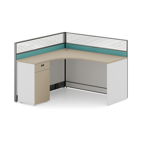 Harbour-D Modern Office Partition Workstation L-Shaped Desk with Side Cabinet