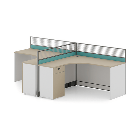 Harbour-D Modern Office Partition Workstation L-Shaped Desk with Side Cabinet