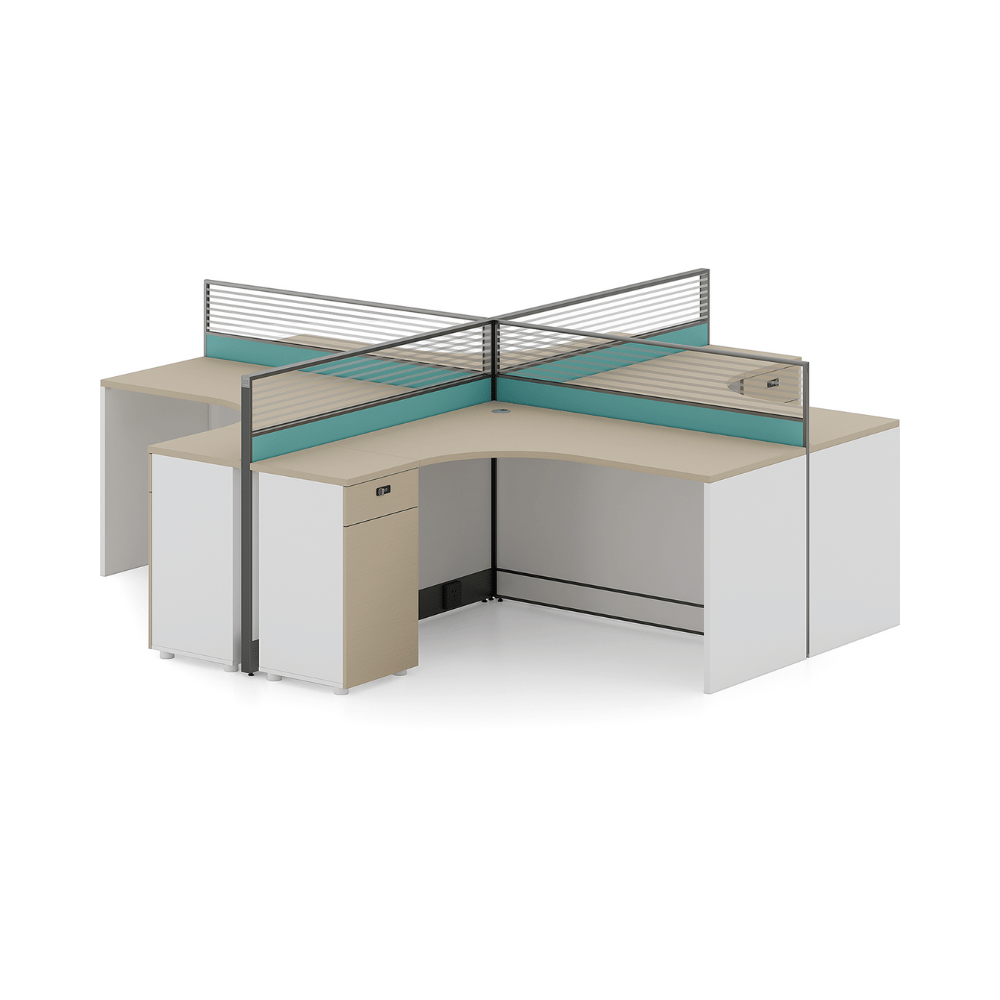 Harbour-D Modern Office Partition Workstation L-Shaped Desk with Side Cabinet