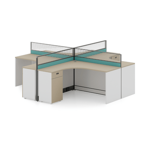 Harbour-D Modern Office Partition Workstation L-Shaped Desk with Side Cabinet