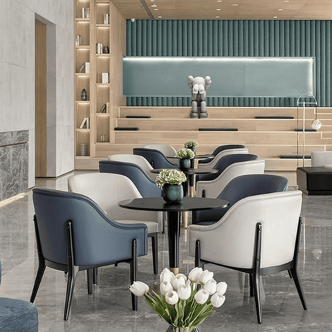 Heine Modern Leather Hotel Solid Wood Dining Armchair