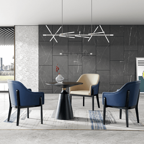 Heine Modern Leather Hotel Solid Wood Dining Armchair