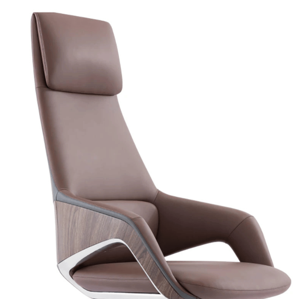 Hiram-L Modern Luxury Office Leather Accent Lounge Armchair