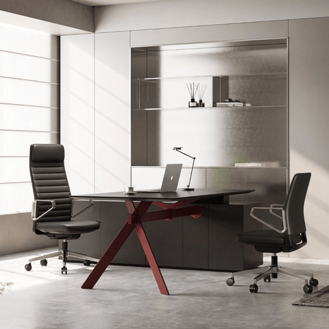 Honto-V Mid Back Leather Cantilever Chair
