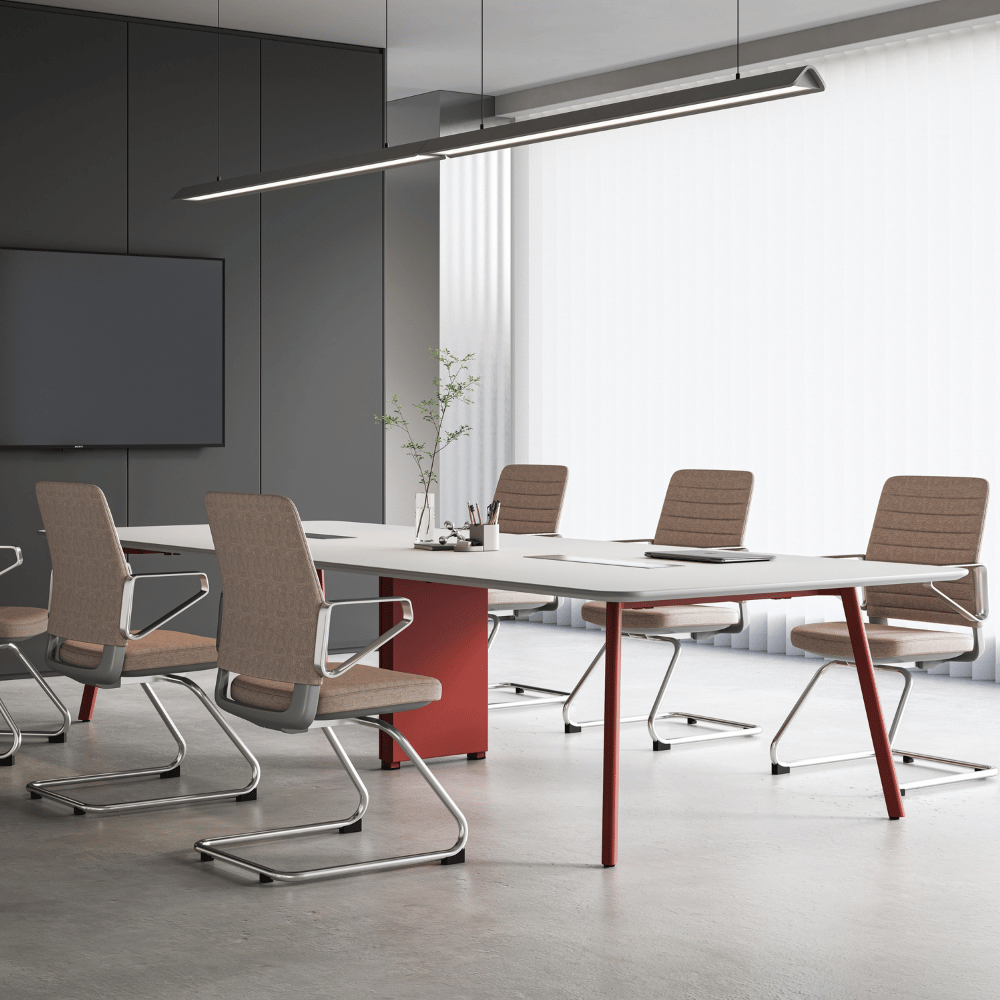 Honto-V Mid Back Leather Cantilever Chair