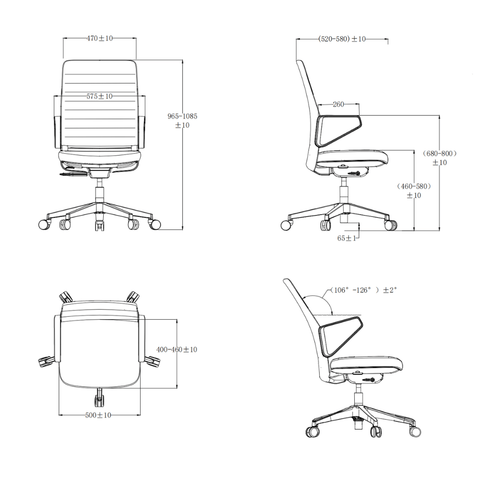 Honto-M Mid Back Modern Leather Executive Chair