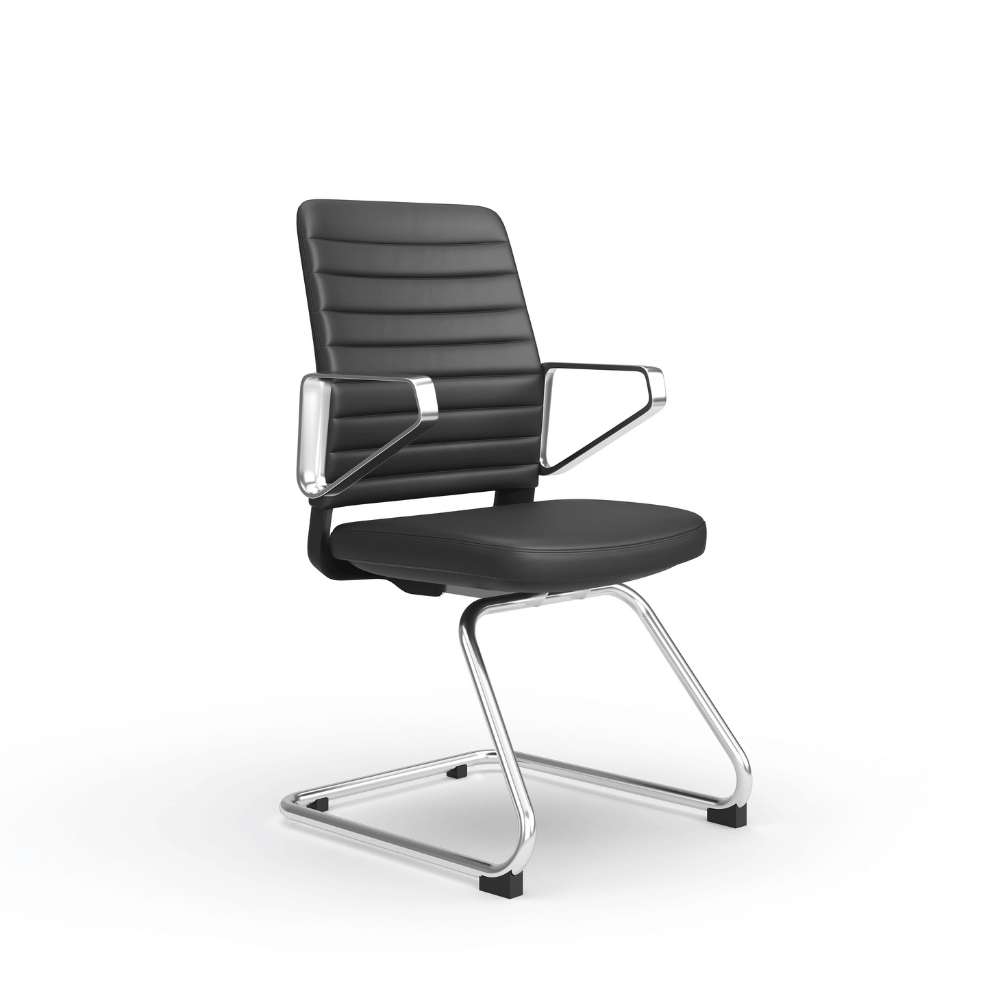 Honto-V Mid Back Leather Cantilever Chair